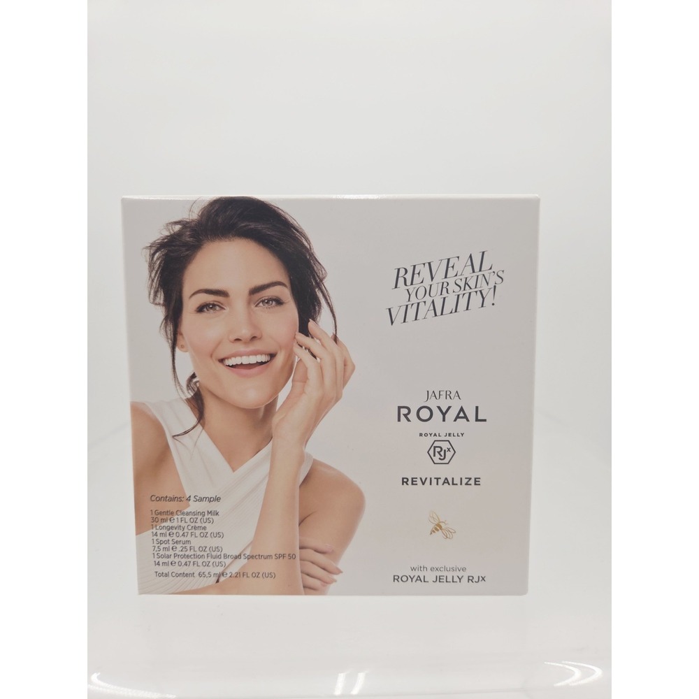 NIB Jafra Revitalize Travel Set Samples 4 Piece Cleanser Longevity Cream Serum